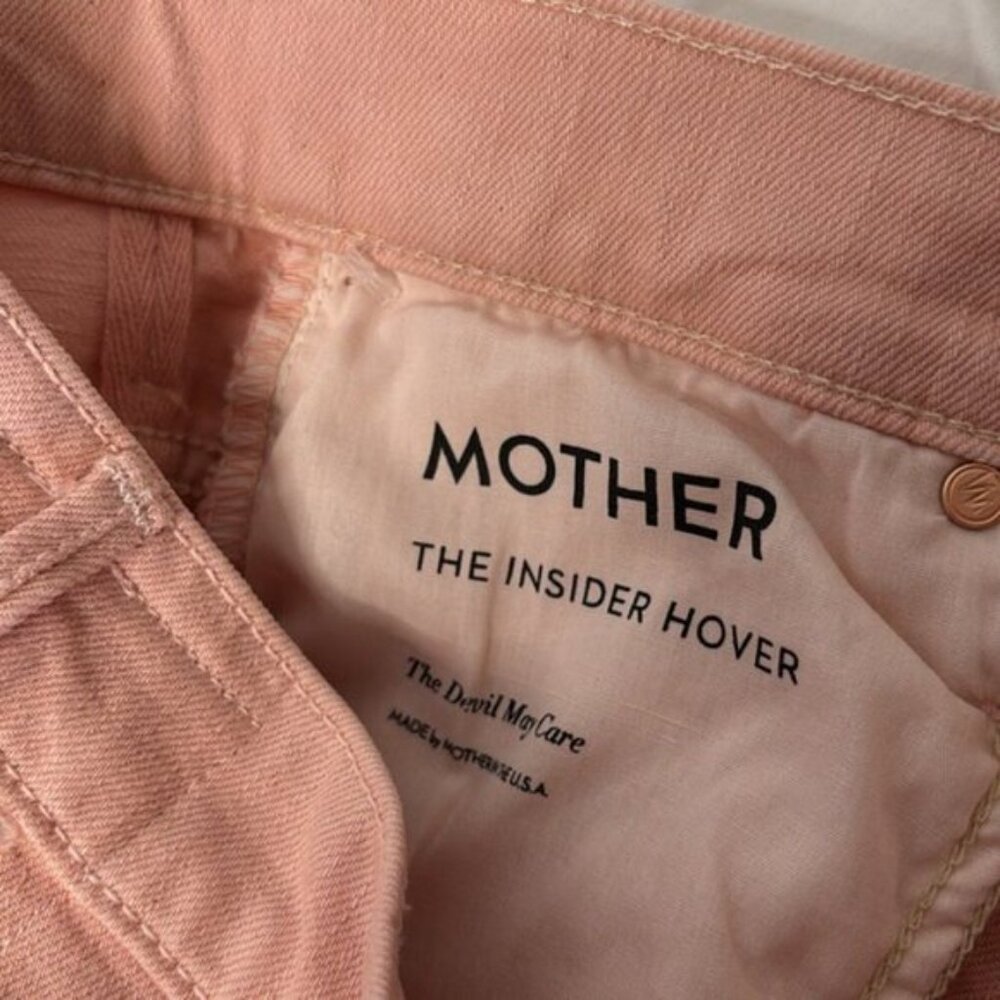 MOTHER The Insider Hover High Rise Straight Jeans in Peach Parfait Size 27 - Picture 8 of 13